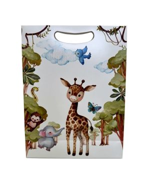 Sacola de papel tipo trapézio p/ presente (Girafa)
